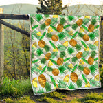 White Watercolor Pineapple Pattern Print Quilt