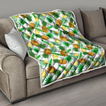 White Watercolor Pineapple Pattern Print Quilt
