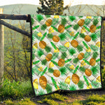 White Watercolor Pineapple Pattern Print Quilt