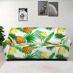 White Watercolor Pineapple Pattern Print Sofa Cover