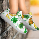 White Watercolor Pineapple Pattern Print Sport Shoes GearFrost