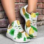 White Watercolor Pineapple Pattern Print Sport Shoes GearFrost