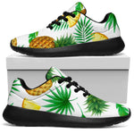 White Watercolor Pineapple Pattern Print Sport Shoes GearFrost