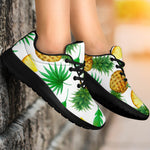 White Watercolor Pineapple Pattern Print Sport Shoes GearFrost