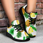 White Watercolor Pineapple Pattern Print Sport Shoes GearFrost
