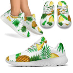 White Watercolor Pineapple Pattern Print Sport Shoes GearFrost