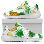 White Watercolor Pineapple Pattern Print Sport Shoes GearFrost