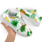 White Watercolor Pineapple Pattern Print Sport Shoes GearFrost
