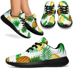 White Watercolor Pineapple Pattern Print Sport Shoes GearFrost