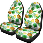 White Watercolor Pineapple Pattern Print Universal Fit Car Seat Covers