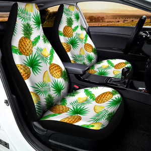 White Watercolor Pineapple Pattern Print Universal Fit Car Seat Covers