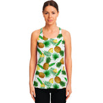 White Watercolor Pineapple Pattern Print Women's Racerback Tank Top