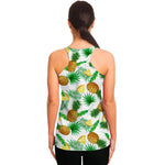 White Watercolor Pineapple Pattern Print Women's Racerback Tank Top