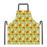 White Watercolor Sunflower Pattern Print Apron