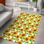 White Watercolor Sunflower Pattern Print Area Rug GearFrost