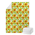 White Watercolor Sunflower Pattern Print Blanket