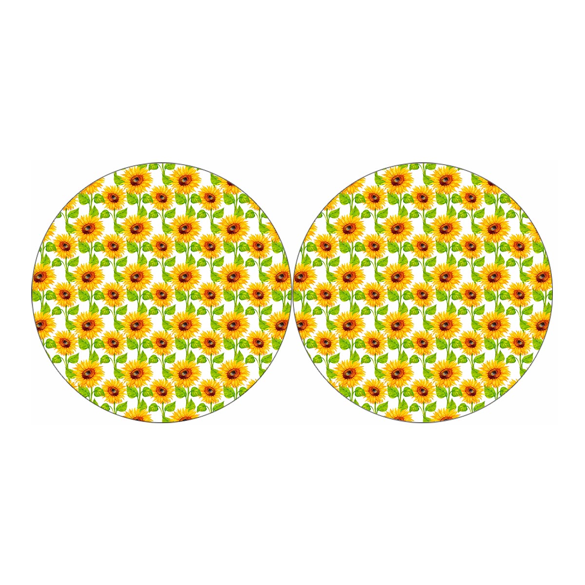 White Watercolor Sunflower Pattern Print Car Coasters