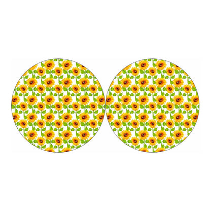 White Watercolor Sunflower Pattern Print Car Coasters