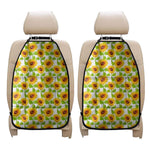 White Watercolor Sunflower Pattern Print Car Seat Organizers