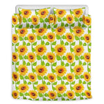 White Watercolor Sunflower Pattern Print Duvet Cover Bedding Set