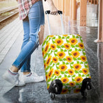 White Watercolor Sunflower Pattern Print Luggage Cover GearFrost