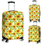 White Watercolor Sunflower Pattern Print Luggage Cover GearFrost