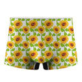 White Watercolor Sunflower Pattern Print Men's Boxer Briefs