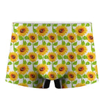 White Watercolor Sunflower Pattern Print Men's Boxer Briefs