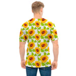 White Watercolor Sunflower Pattern Print Men's T-Shirt