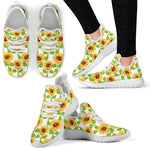 White Watercolor Sunflower Pattern Print Mesh Knit Shoes GearFrost