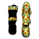 White Watercolor Sunflower Pattern Print Muay Thai Shin Guard