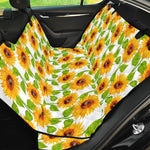 White Watercolor Sunflower Pattern Print Pet Car Back Seat Cover