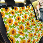 White Watercolor Sunflower Pattern Print Pet Car Back Seat Cover