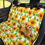 White Watercolor Sunflower Pattern Print Pet Car Back Seat Cover