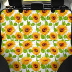 White Watercolor Sunflower Pattern Print Pet Car Back Seat Cover