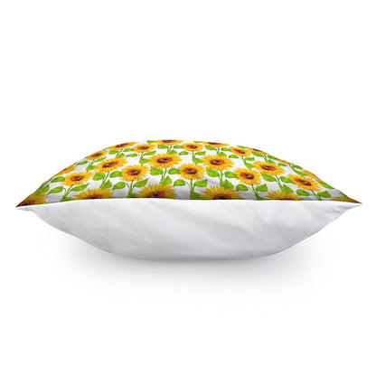 White Watercolor Sunflower Pattern Print Pillow Cover