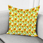 White Watercolor Sunflower Pattern Print Pillow Cover