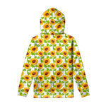 White Watercolor Sunflower Pattern Print Pullover Hoodie