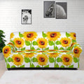 White Watercolor Sunflower Pattern Print Sofa Cover