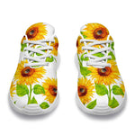White Watercolor Sunflower Pattern Print Sport Shoes GearFrost
