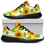 White Watercolor Sunflower Pattern Print Sport Shoes GearFrost