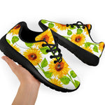 White Watercolor Sunflower Pattern Print Sport Shoes GearFrost