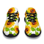 White Watercolor Sunflower Pattern Print Sport Shoes GearFrost