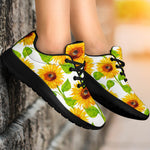 White Watercolor Sunflower Pattern Print Sport Shoes GearFrost