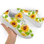 White Watercolor Sunflower Pattern Print Sport Shoes GearFrost