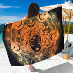 Wiccan Girl And Magical Moon Print Beach Sarong Wrap