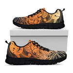 Wiccan Girl And Magical Moon Print Black Sneakers