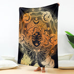 Wiccan Girl And Magical Moon Print Blanket