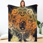 Wiccan Girl And Magical Moon Print Blanket