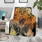 Wiccan Girl And Magical Moon Print Blanket